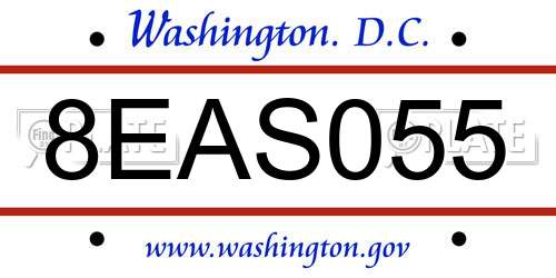 8EAS055 District Of Columbia License Plate