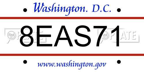 8EAS71 District Of Columbia License Plate