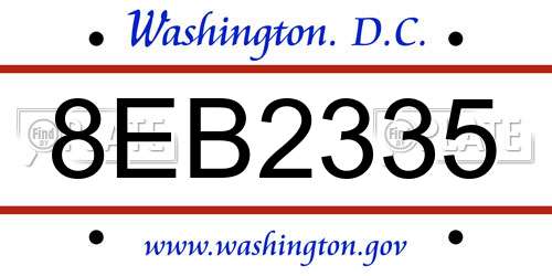 8EB2335 District Of Columbia License Plate