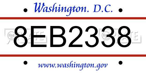 8EB2338 District Of Columbia License Plate