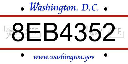 8EB4352 District Of Columbia License Plate