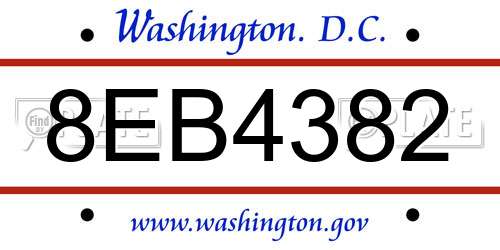 8EB4382 District Of Columbia License Plate