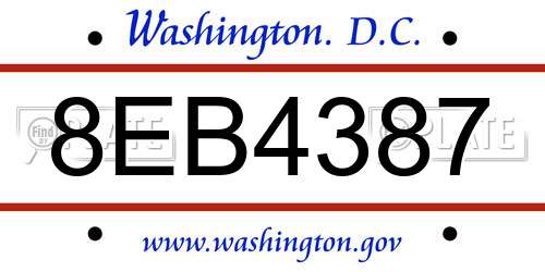 8EB4387 District Of Columbia License Plate