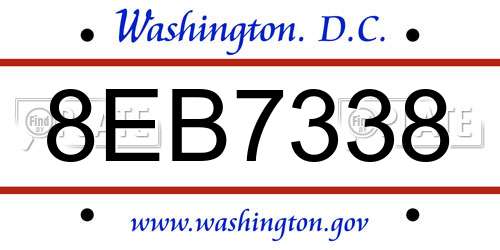 8EB7338 District Of Columbia License Plate