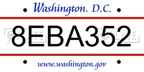 8EBA352 District Of Columbia License Plate