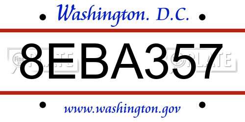 8EBA357 District Of Columbia License Plate