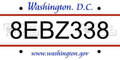 8EBZ338 District Of Columbia License Plate
