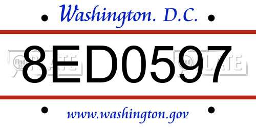 8ED0597 District Of Columbia License Plate