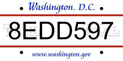 8EDD597 District Of Columbia License Plate