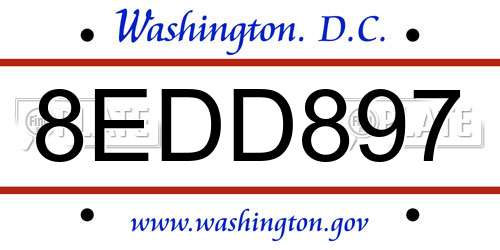 8EDD897 District Of Columbia License Plate