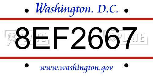 8EF2667 District Of Columbia License Plate