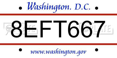 8EFT667 District Of Columbia License Plate