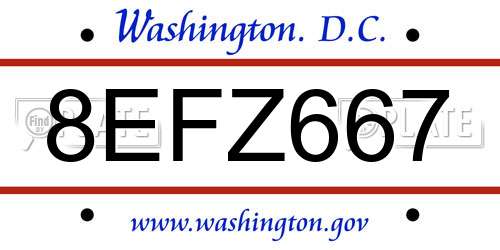 8EFZ667 District Of Columbia License Plate