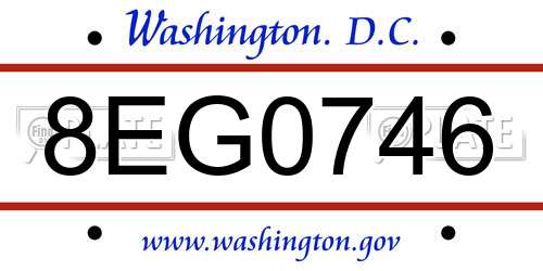 8EG0746 District Of Columbia License Plate