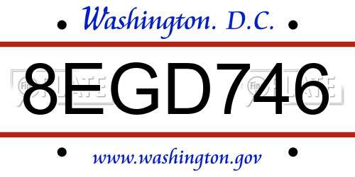 8EGD746 District Of Columbia License Plate