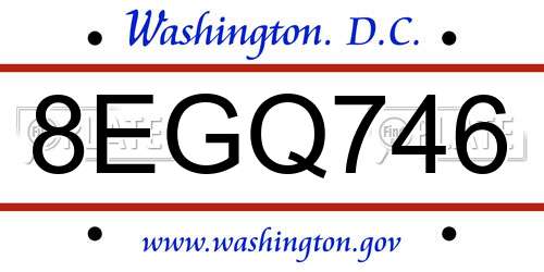 8EGQ746 District Of Columbia License Plate