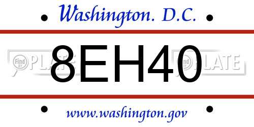 8EH40 District Of Columbia License Plate