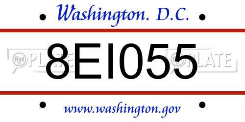 8EI055 District Of Columbia License Plate