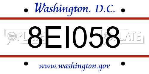 8EI058 District Of Columbia License Plate
