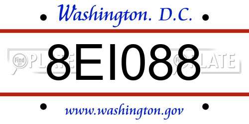 8EI088 District Of Columbia License Plate