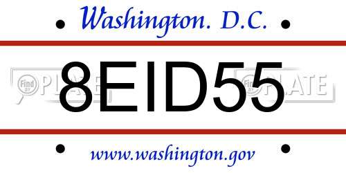 8EID55 District Of Columbia License Plate