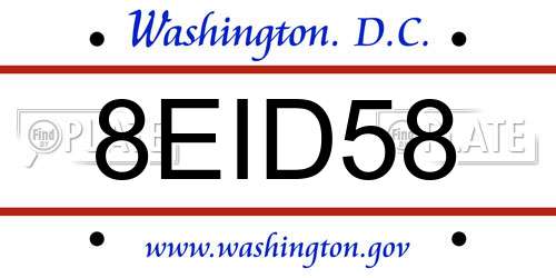 8EID58 District Of Columbia License Plate