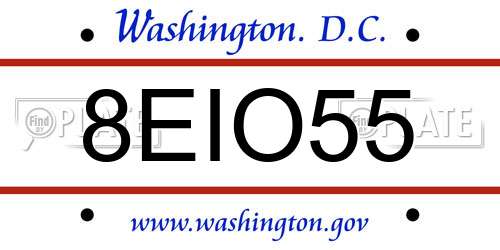 8EIO55 District Of Columbia License Plate