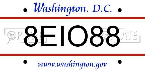 8EIO88 District Of Columbia License Plate