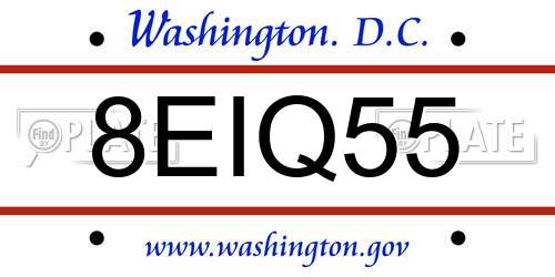 8EIQ55 District Of Columbia License Plate