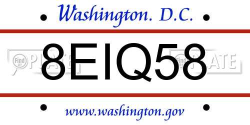 8EIQ58 District Of Columbia License Plate
