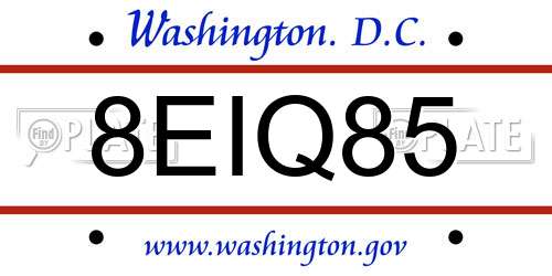 8EIQ85 District Of Columbia License Plate