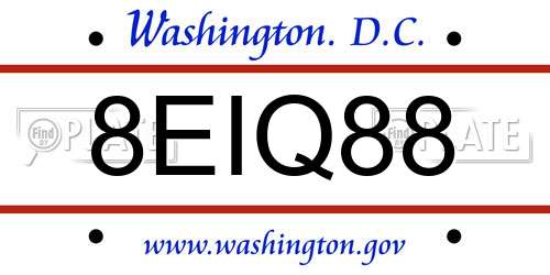 8EIQ88 District Of Columbia License Plate