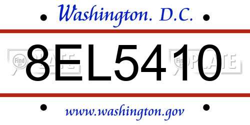 8EL5410 District Of Columbia License Plate