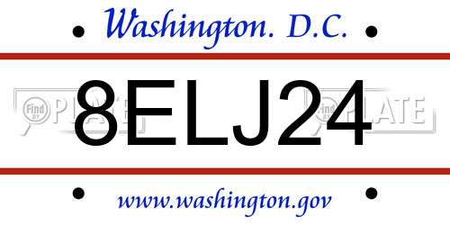 8ELJ24 District Of Columbia License Plate