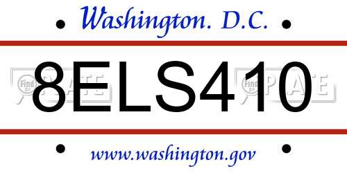 8ELS410 District Of Columbia License Plate