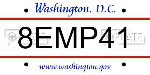 8EMP41 District Of Columbia License Plate