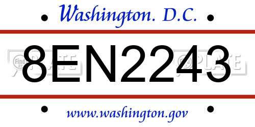 8EN2243 District Of Columbia License Plate