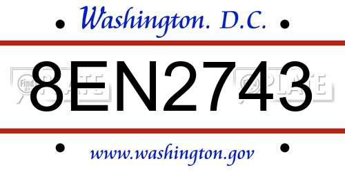 8EN2743 District Of Columbia License Plate