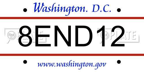 8END12 District Of Columbia License Plate