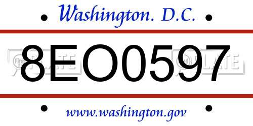 8EO0597 District Of Columbia License Plate