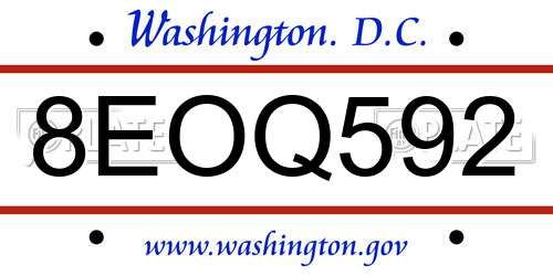 8EOQ592 District Of Columbia License Plate