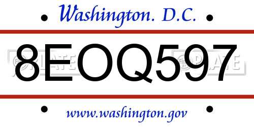 8EOQ597 District Of Columbia License Plate
