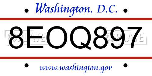 8EOQ897 District Of Columbia License Plate