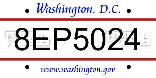 8EP5024 District Of Columbia License Plate