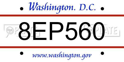 8EP560 District Of Columbia License Plate