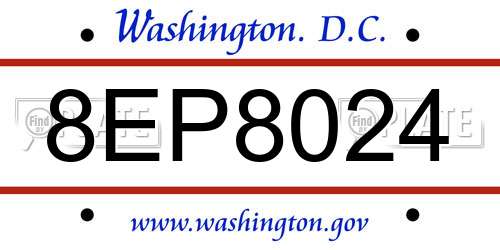 8EP8024 District Of Columbia License Plate
