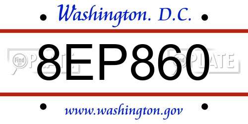 8EP860 District Of Columbia License Plate