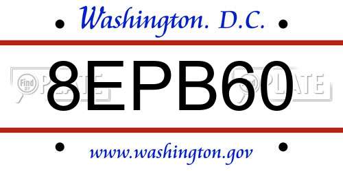 8EPB60 District Of Columbia License Plate