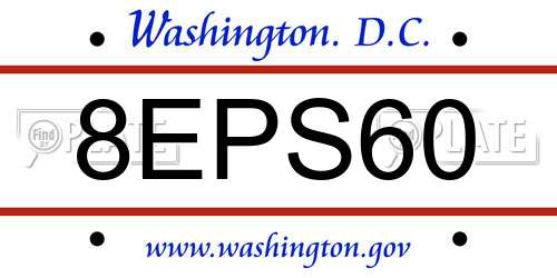 8EPS60 District Of Columbia License Plate