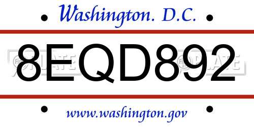 8EQD892 District Of Columbia License Plate